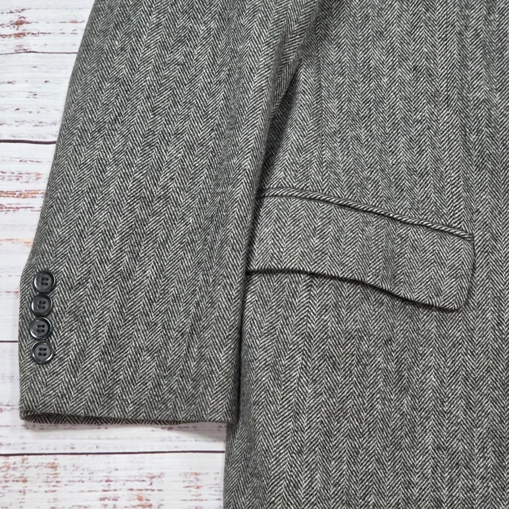 Chereskin Sport Coat Mens 42R Grey Excellent Herringbone Camel Hair Blend Blazer